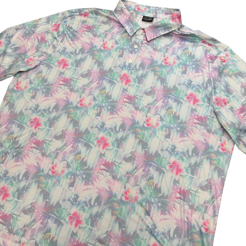 Sunday Swagger Polo Shirt Mens 4XL Pastel Tropical Floral Golf Performance Top‎